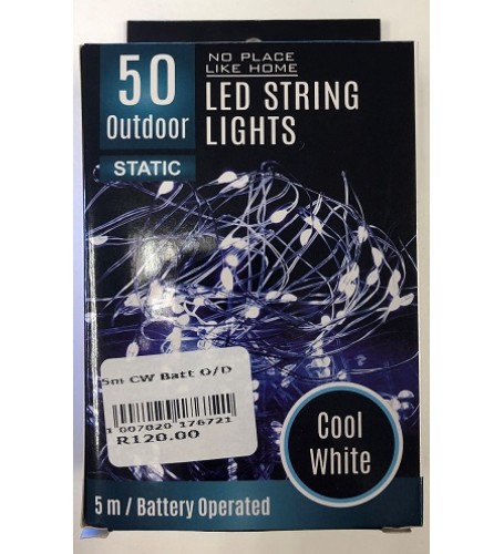 LED OUT DOORS STRING LIGHTS 5 METERS COOL WHITE BATTERY OPERATED 